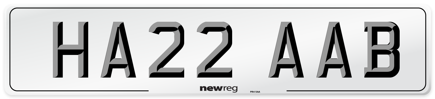 HA22 AAB Number Plate from New Reg